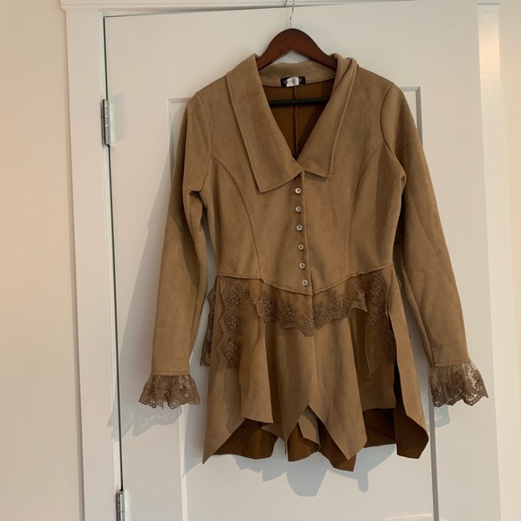 Venus Faux Suede Top with Lace Detailing - Picture 1 of 3